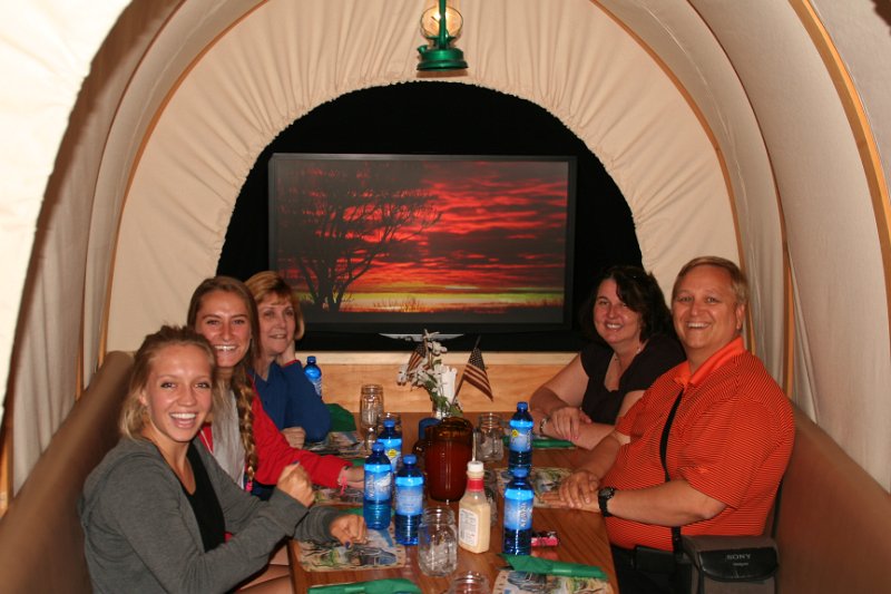 Trip (43).JPG - Along the way to Jackson Hole, WY we stopped for lunch where we ate lunch with some of our bus mates in a conestoga wagon at the National Oregon/California Trail Center